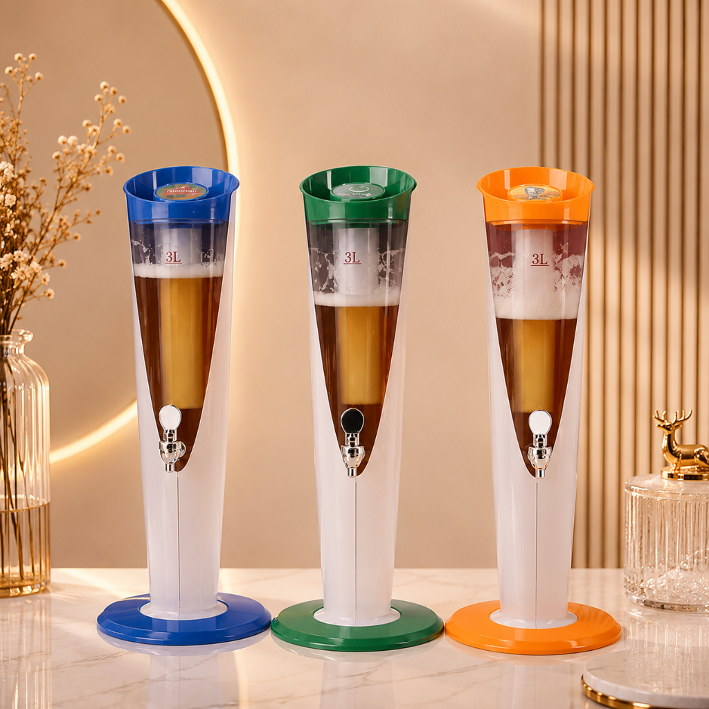 BERGARANSI Drink Tower 3L – Botol Dispenser Minuman Ala Bir Heineken dengan Pendingin