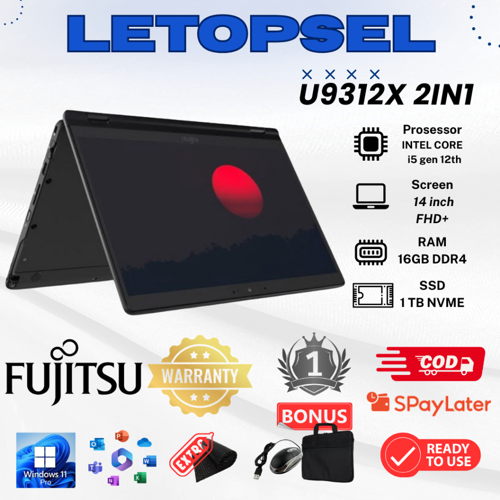 FUJITSU U SERIES LIFEBOOK U9312X 2in1 YOGA i5 GEN 12th + SYLUS PEN RAM 16/1Tb NVME SSD