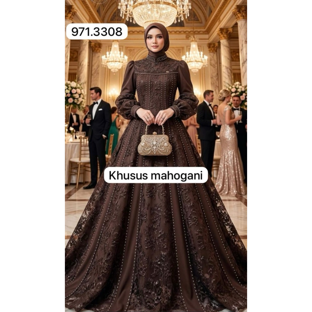 GAMIS PESTA CANTIK FULL BRUKAT LD 110 PB 140