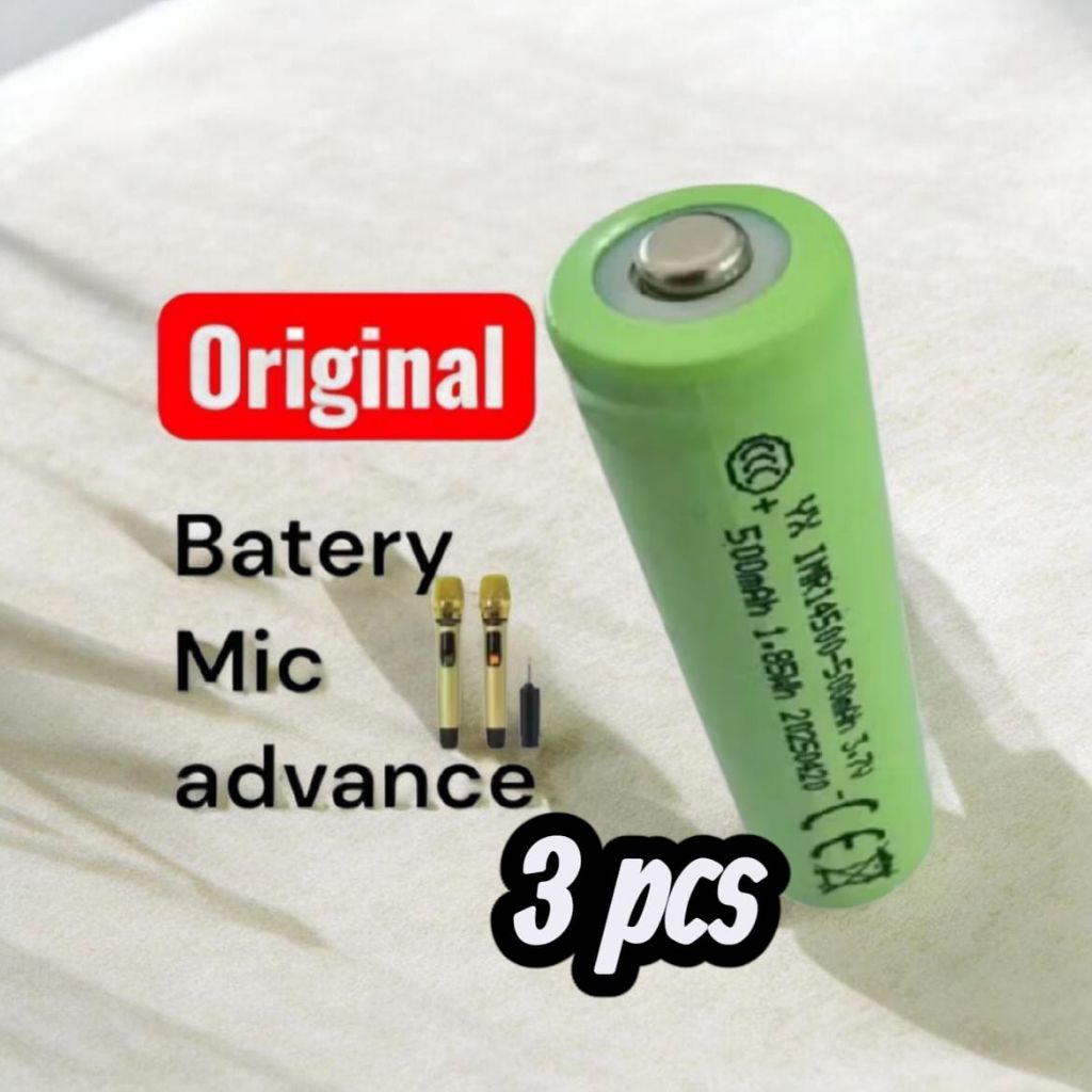 3PCS BATERAI CHARGE MIC ADVANCE AA / A2 14.500 - 500 MAH 3,7 VOLT