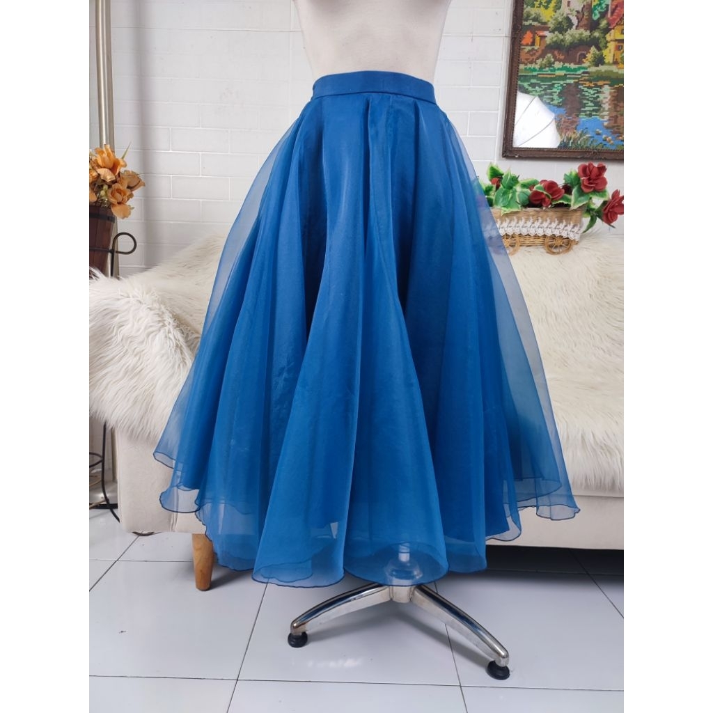 rok organza panjang rok organza megar rok panjang biru