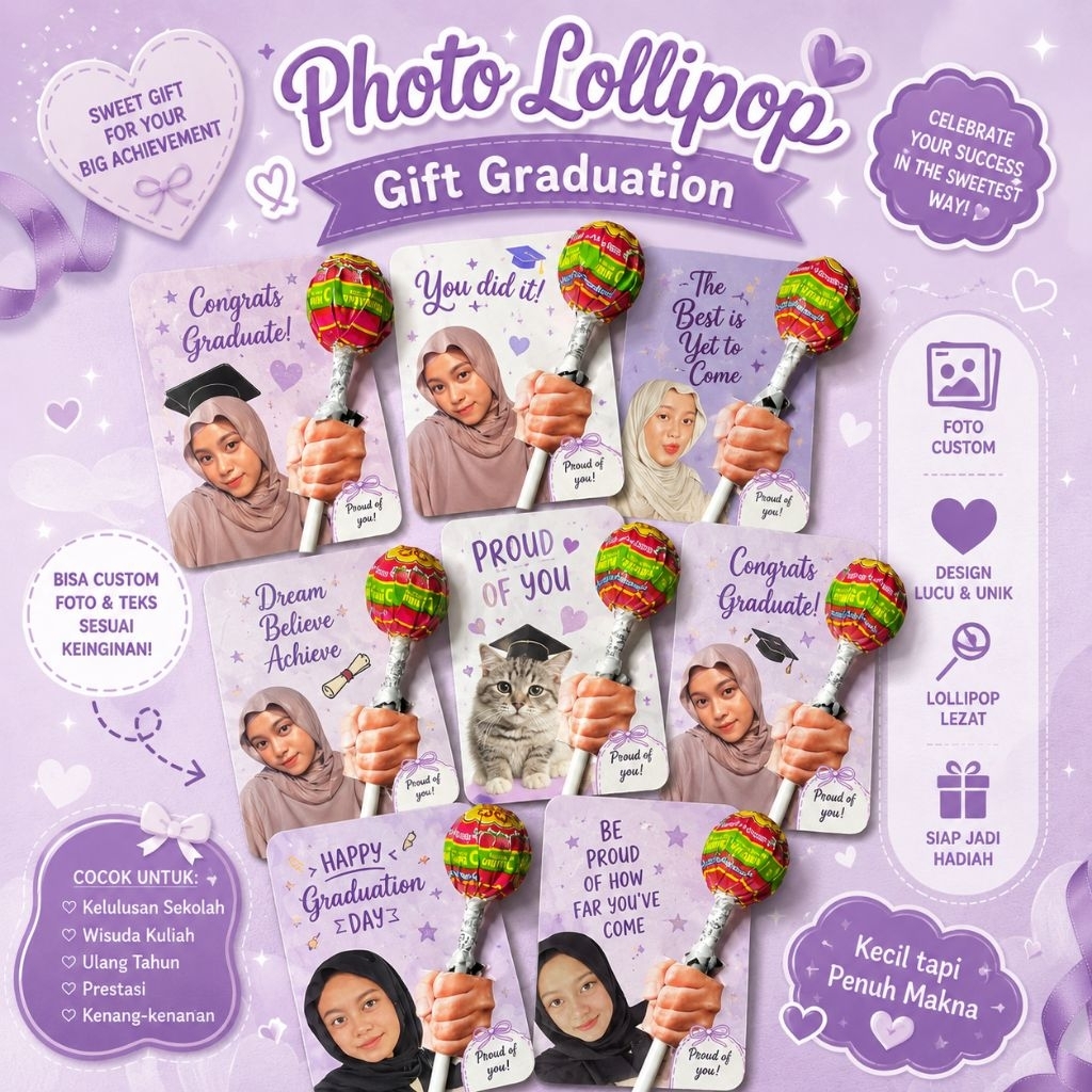Gift graduation | graduation card | Graduation lolipop | Graduation snack | Mini Gift Graduation