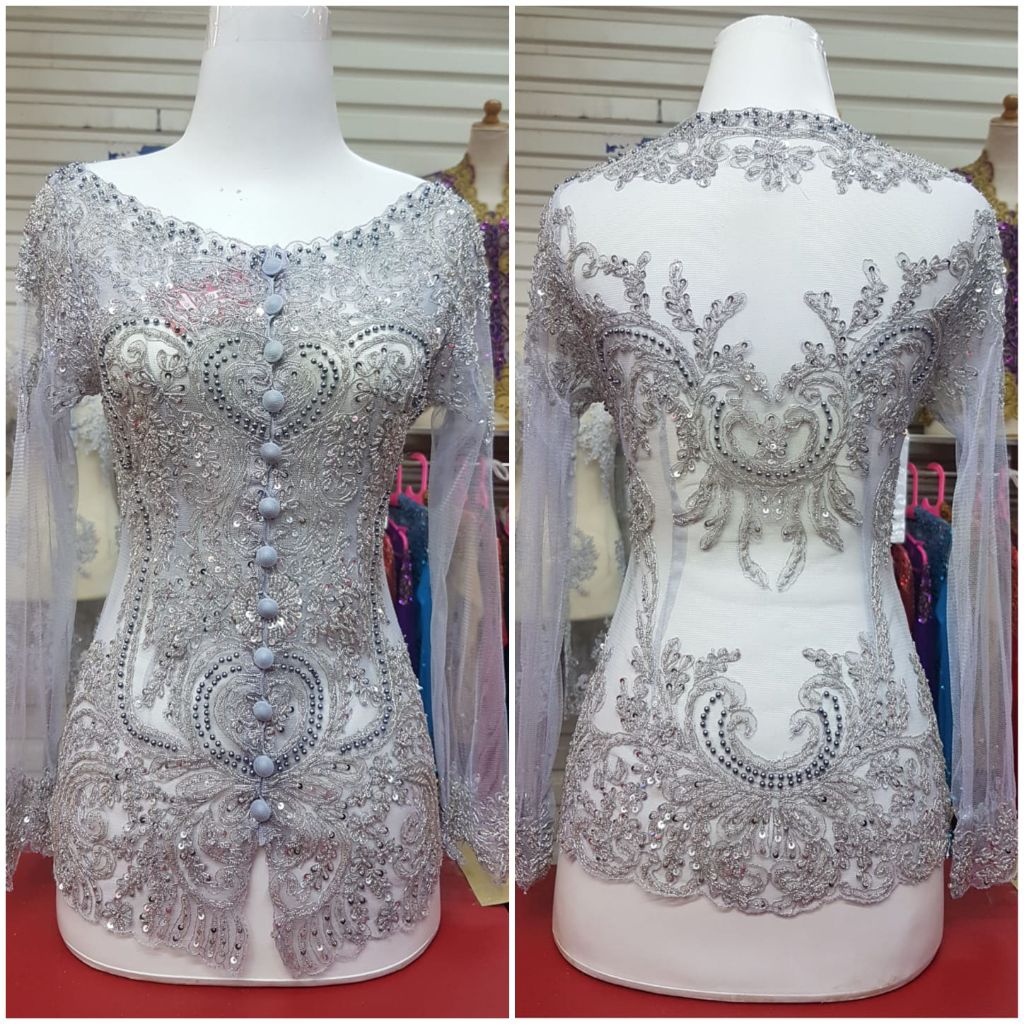 Ready kebaya Payet ORI //kebaya Payet Sabrina burgendy//kebaya lengan panjang silver//kebaya Payet r