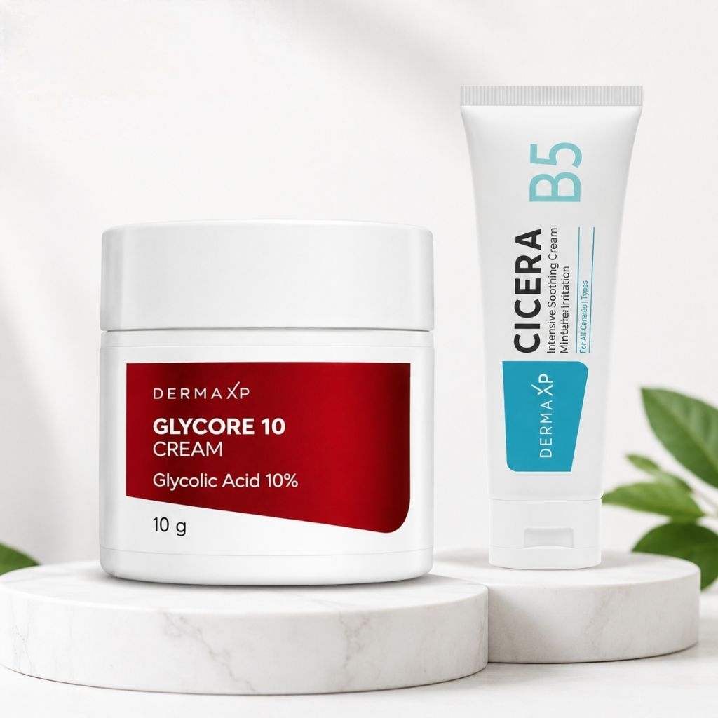Bundle DermaXP Glycore 10 Cream 10g + Cicera B5 Soothing Cream | Glycolic Acid 10% | Perawatan Kulit