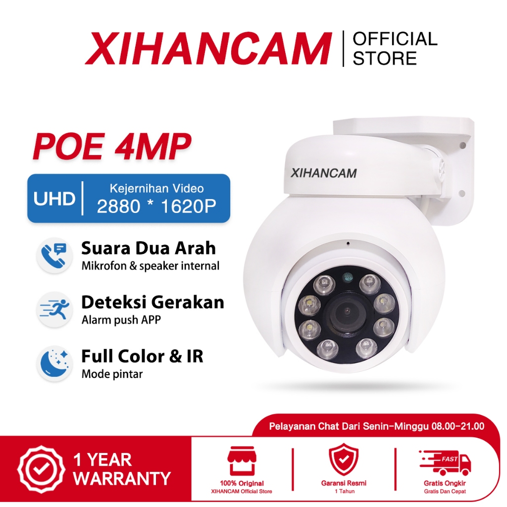 XIHANCAM CCTV POE 4MP IP Camera CCTV Outdoor Waterproof Kamera 360 CCTV Jarak Jauh Lewat HP