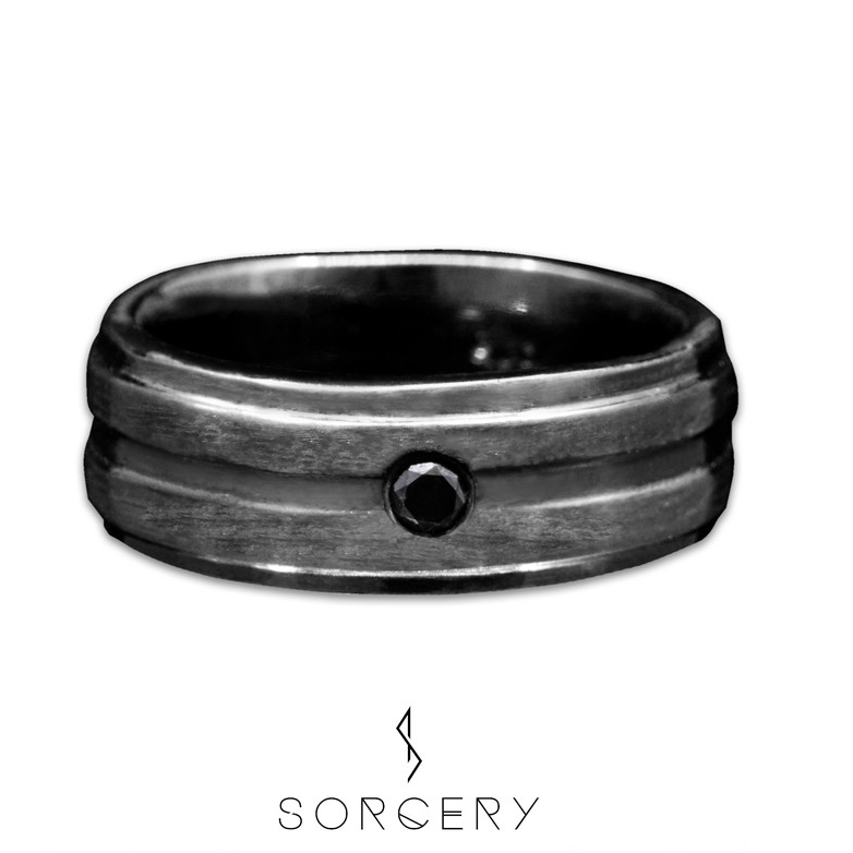 SORCERY 925 Silver Ring AGS Cincin Perak Emas Hitam Unisex Pria Wanita