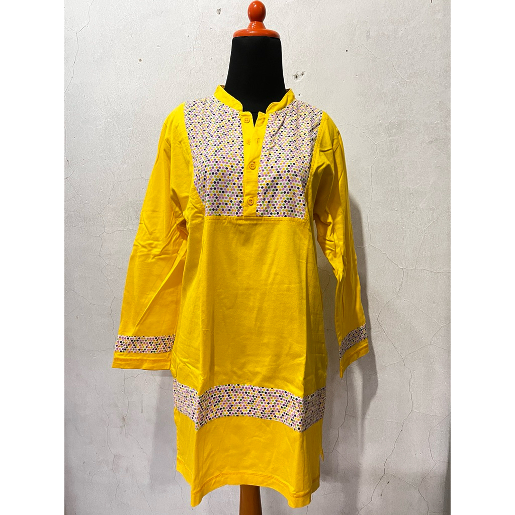tunik kuning polkadot