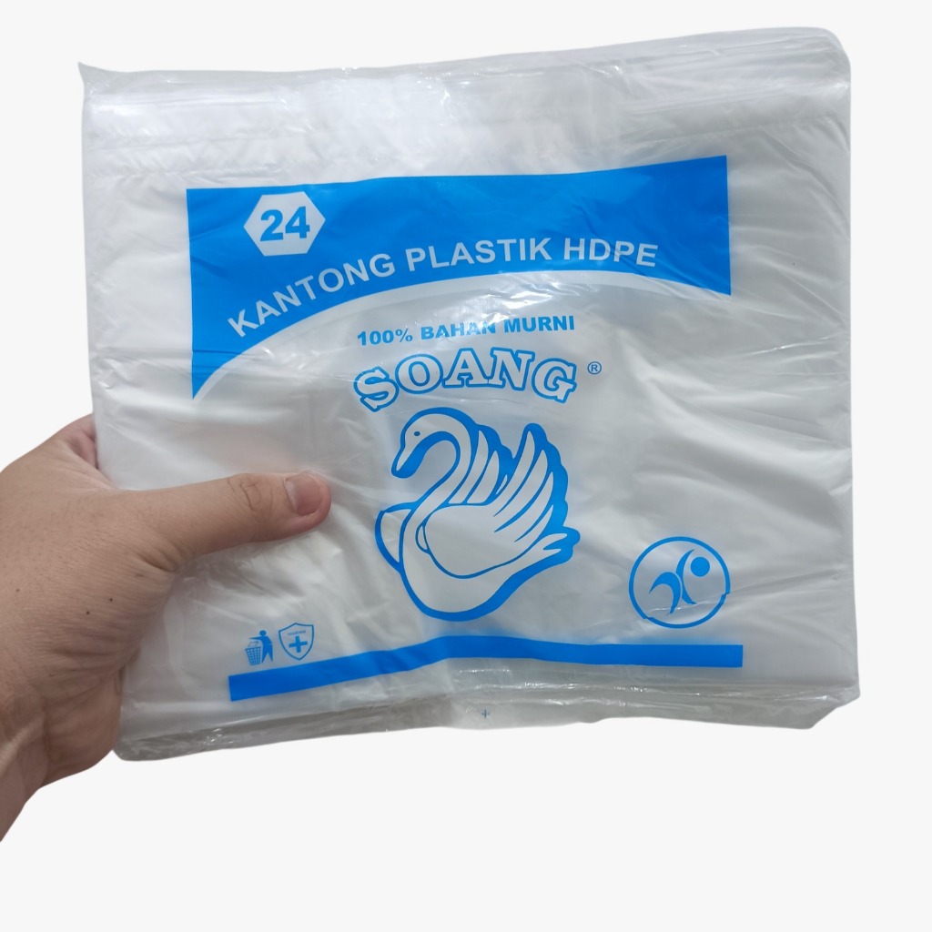 {140 Gram} Soang Biru - Kresek Bening Merk Soang Biru Berat 140Gram/pck Ukuran 15 & 24 Kantong Krese