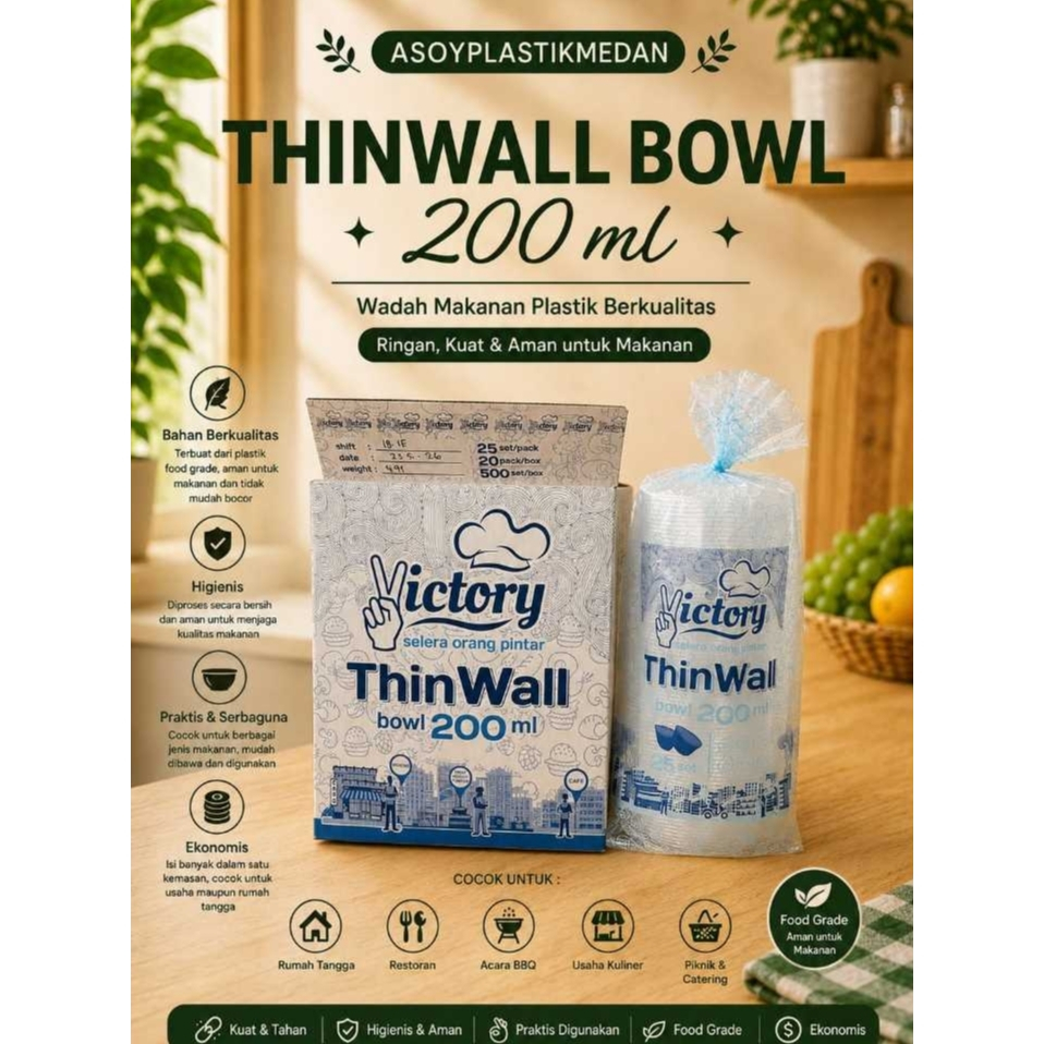 Mangkok Plastik Thinwall 200-300ml - Kotak makan thinwall - thinwall dessert persegi Bening, Tahan P