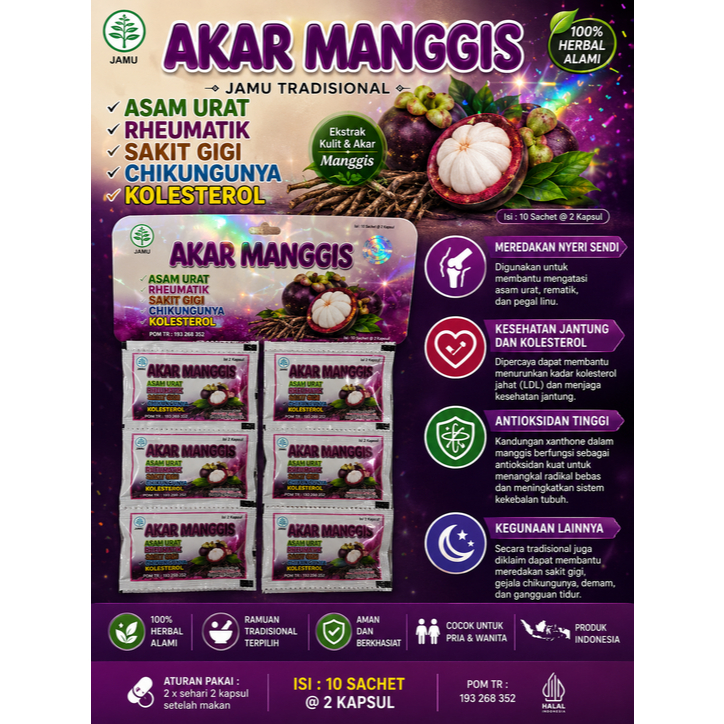Akar Manggis Herbal Alami 10 Sachet x 2 Kapsul | Suplemen Herbal Tradisional Herbal Alami Herbal Tra