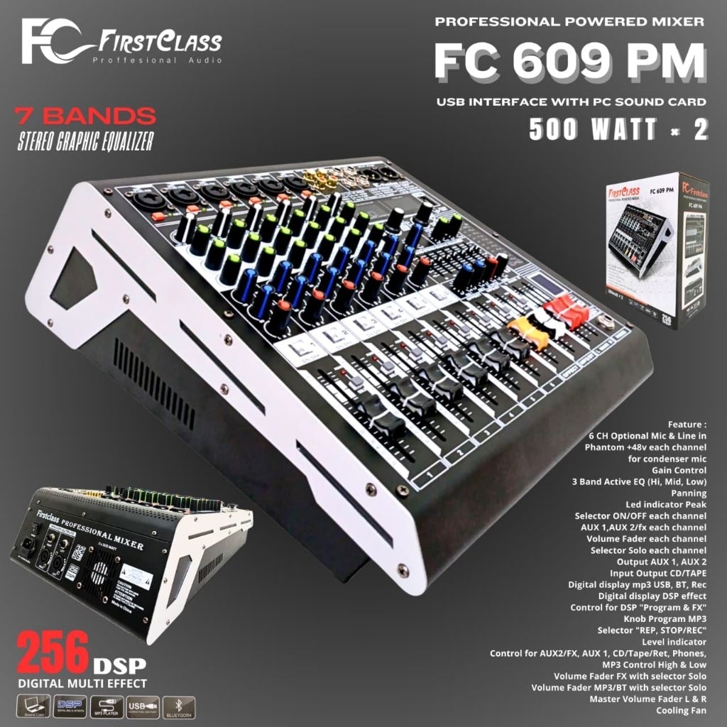 POWER AMPLIFIER FIRSTCLASS FC 609 FC609 6 CHANNEL ORIGINAL