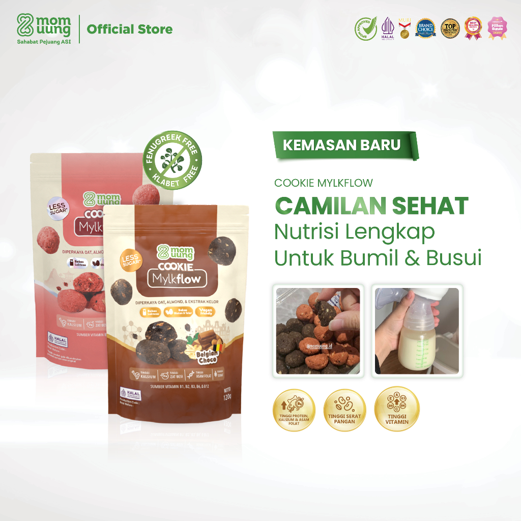 Mom Uung Cookie Mylkflow 120 gr - Snack Sehat Tinggi Protein Kaasium & Asam Folat - Rendah Gula - La