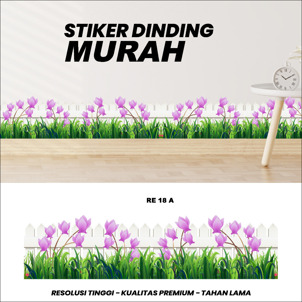 STIKER DINDING RUMPUT ANTI AIR TAHAN LAMA MOTIF BUNGA TULIP // STIKER DINDING MINIMALIS AESTETIC // 