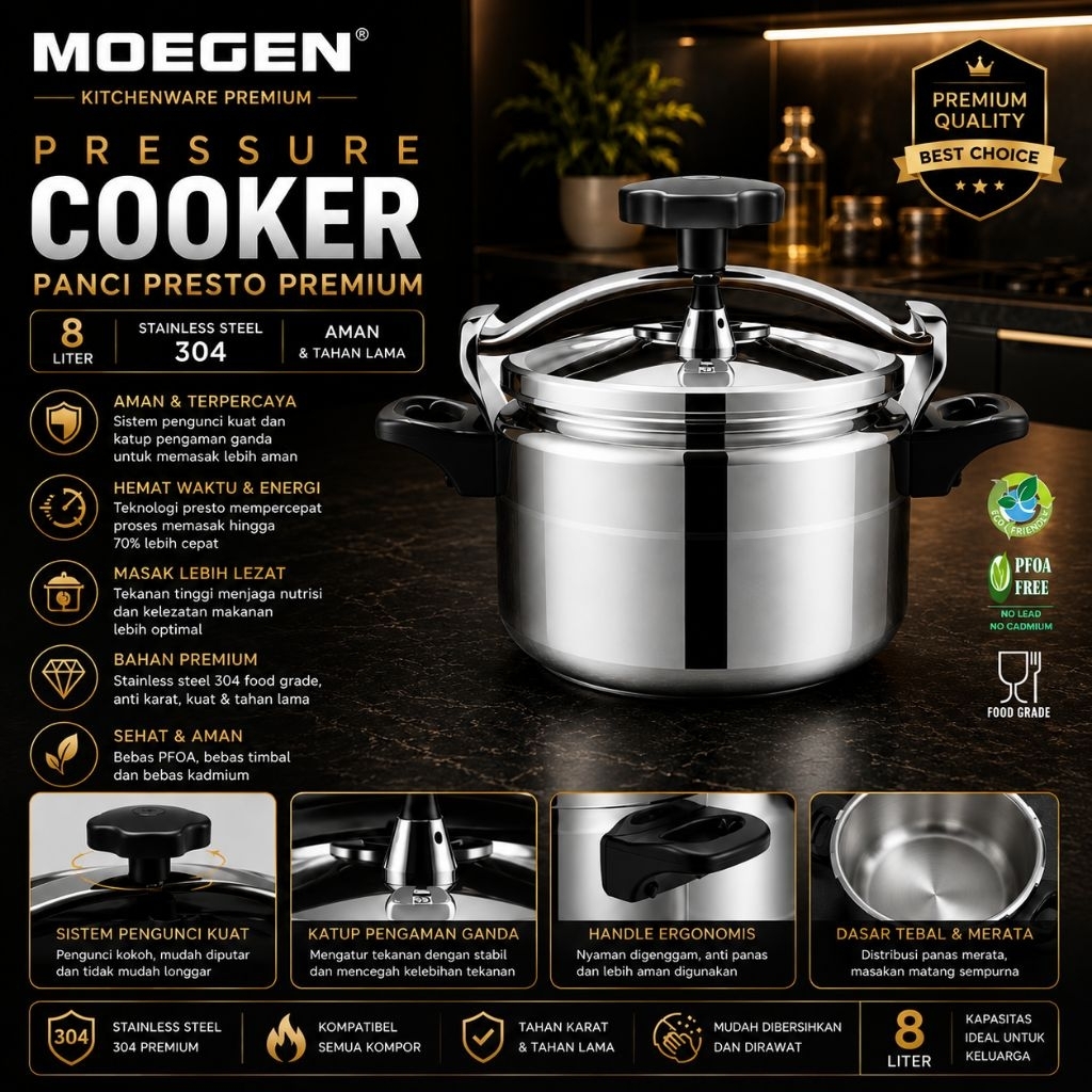 Moegen Presto TYPE C 4 Liter - Panci Presto Kualitas Terbaik dari Indonesia