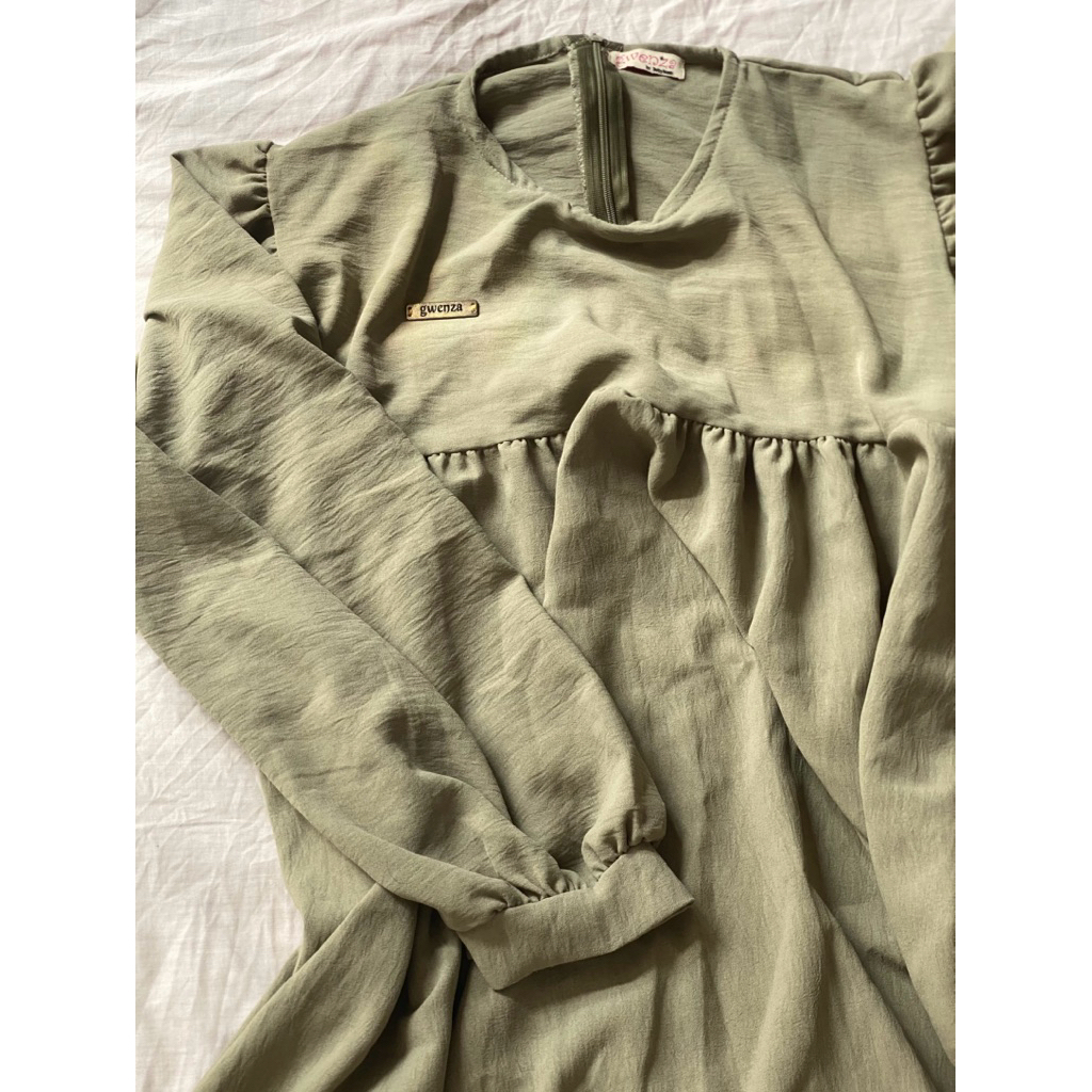 atasan wanita midi gamis dress blouse balloon lengan balon