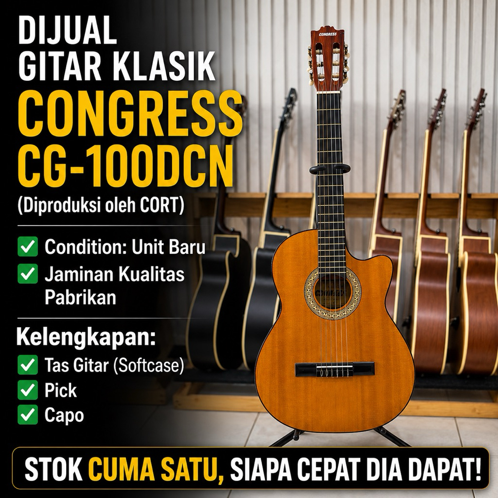 Gitar Klasik Congress CG-100DCN Original by Cort Unit Baru Bonus Tas Capo