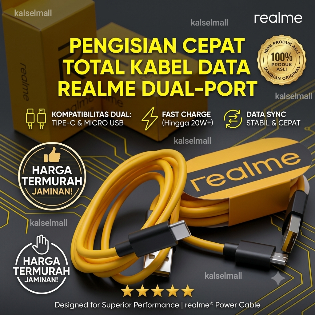 ORIGINAL Kabel Data Cesan HP Realme VOOC Qualcom 3.0 Type C Quick Charger Support Fast Charging 2.4A