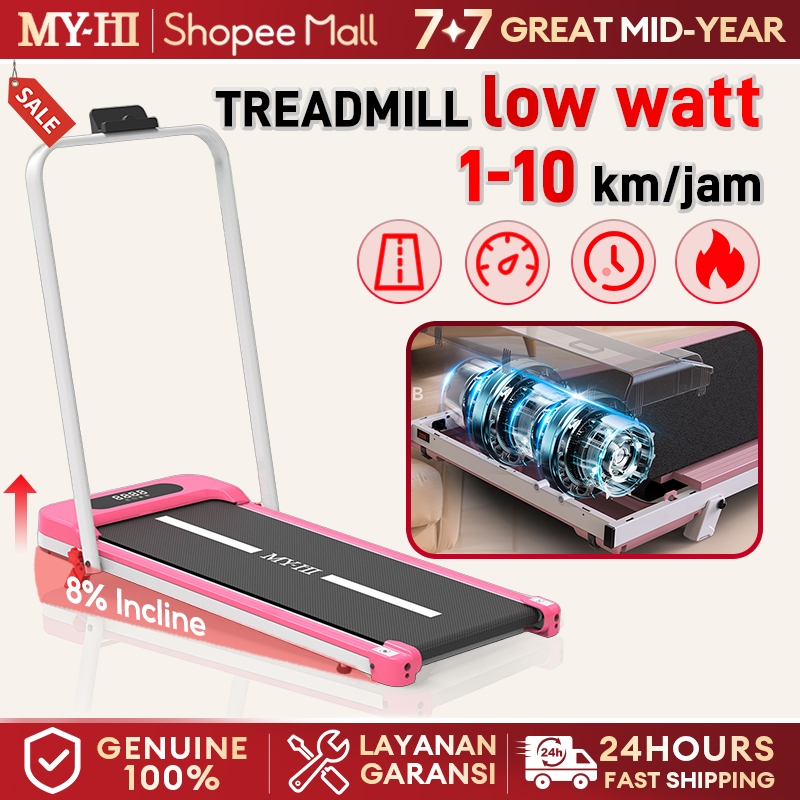 MY-HI Treadmill Listrik Pink Walking Pad Running Treadmill portable lipat incline Treadmill Termurah
