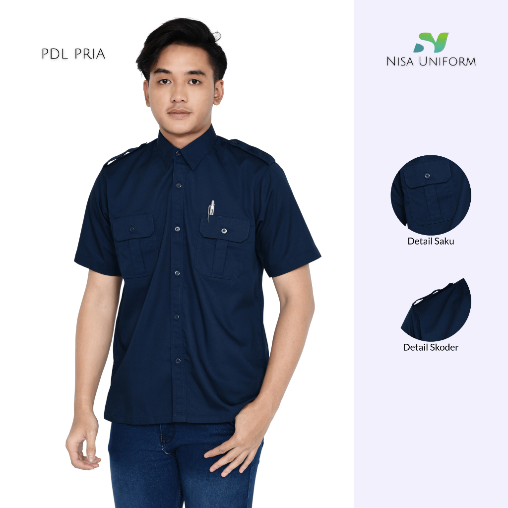 Seragam Dinas PDL Pria/PDL Custom Bordir/Baju Kerja Pria Wanita/Kemeja PDL Lengan Pendek Pria