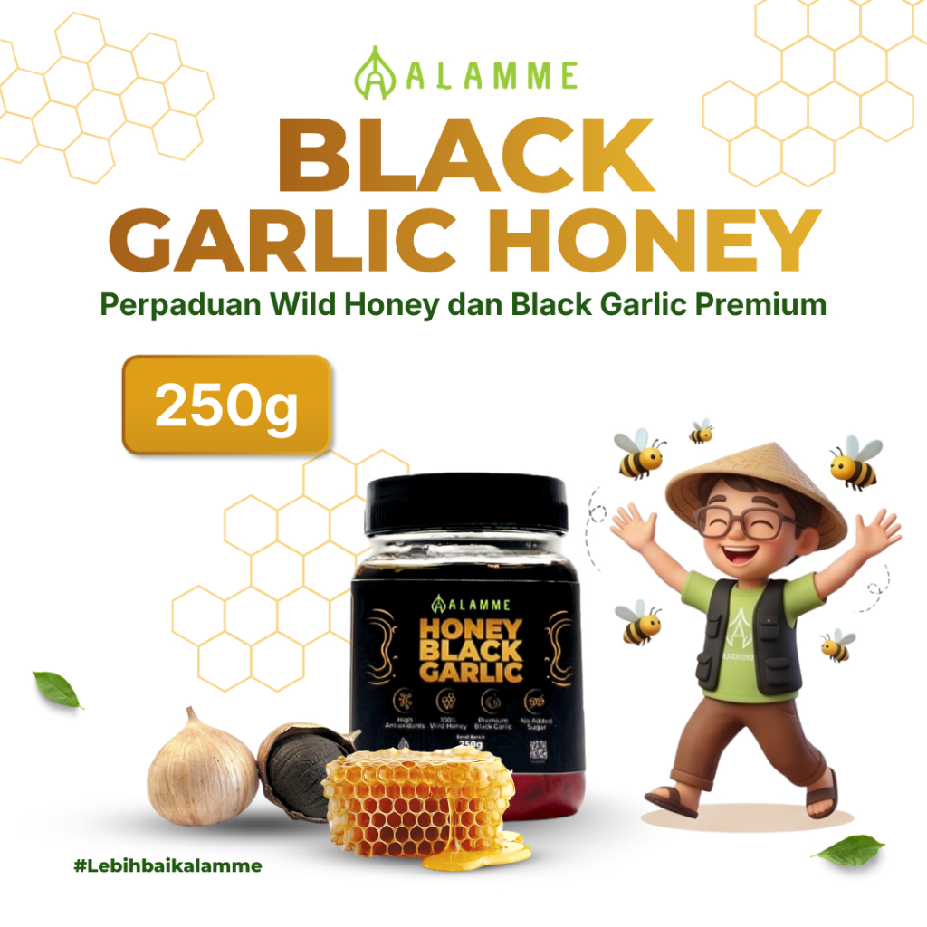 Alamme Black Garlic Honey Madu Bawang Hitam Tunggal Lanang Premium 250gr