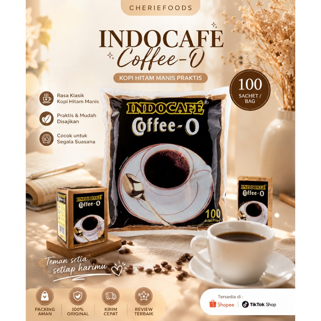 Kopi Hitam Indocafe isi 100/Kopi Hitam Sachet Indocafe/Kopi instant sachet isi 100 indocafe