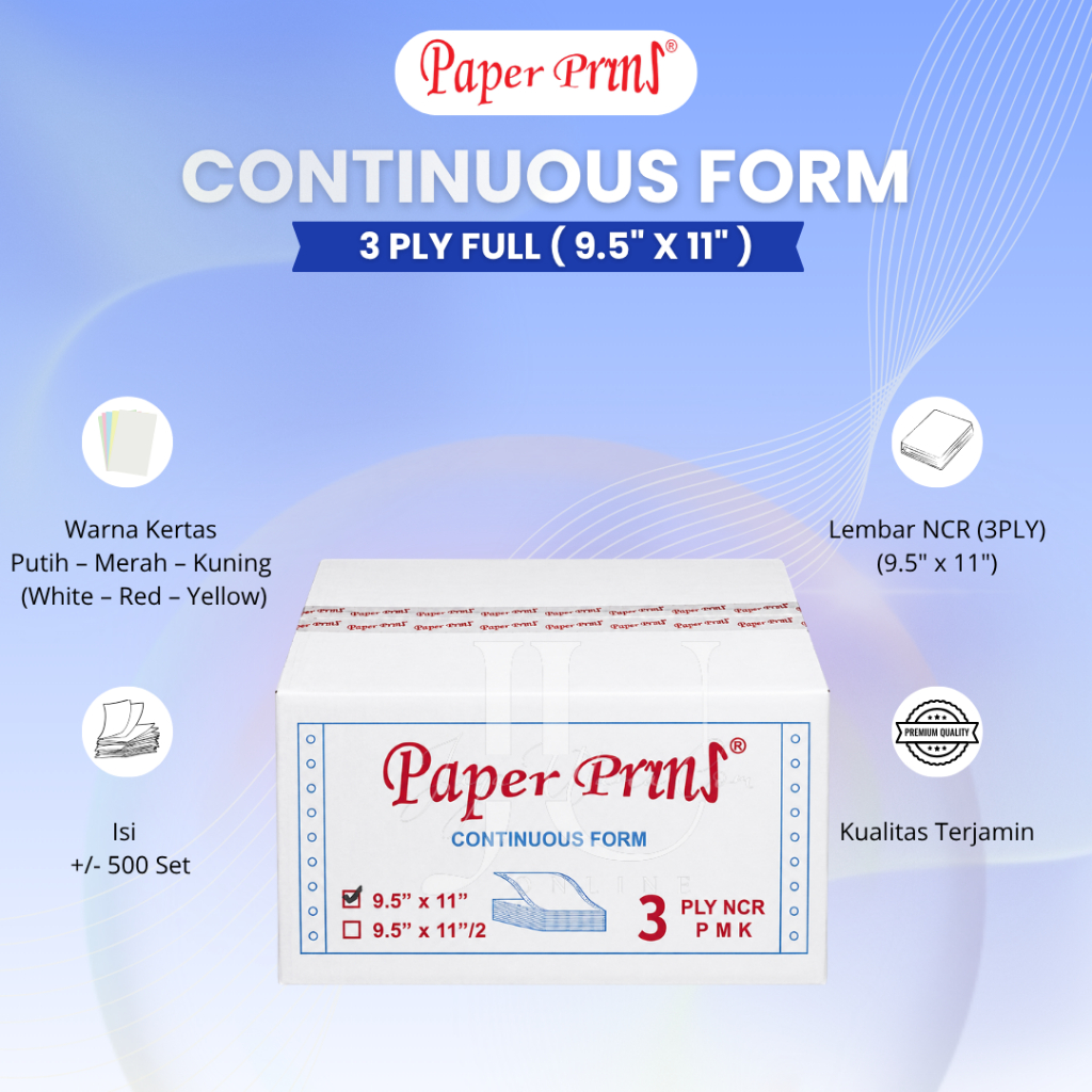 PAPERPRYNS Continuous Form 3 Ply / 2 Ply