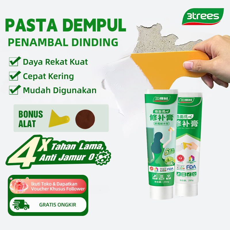 3trees Dempul Dinding Tembok Retak 500g - Perekat Perbaikan Tembok Dinding Retak