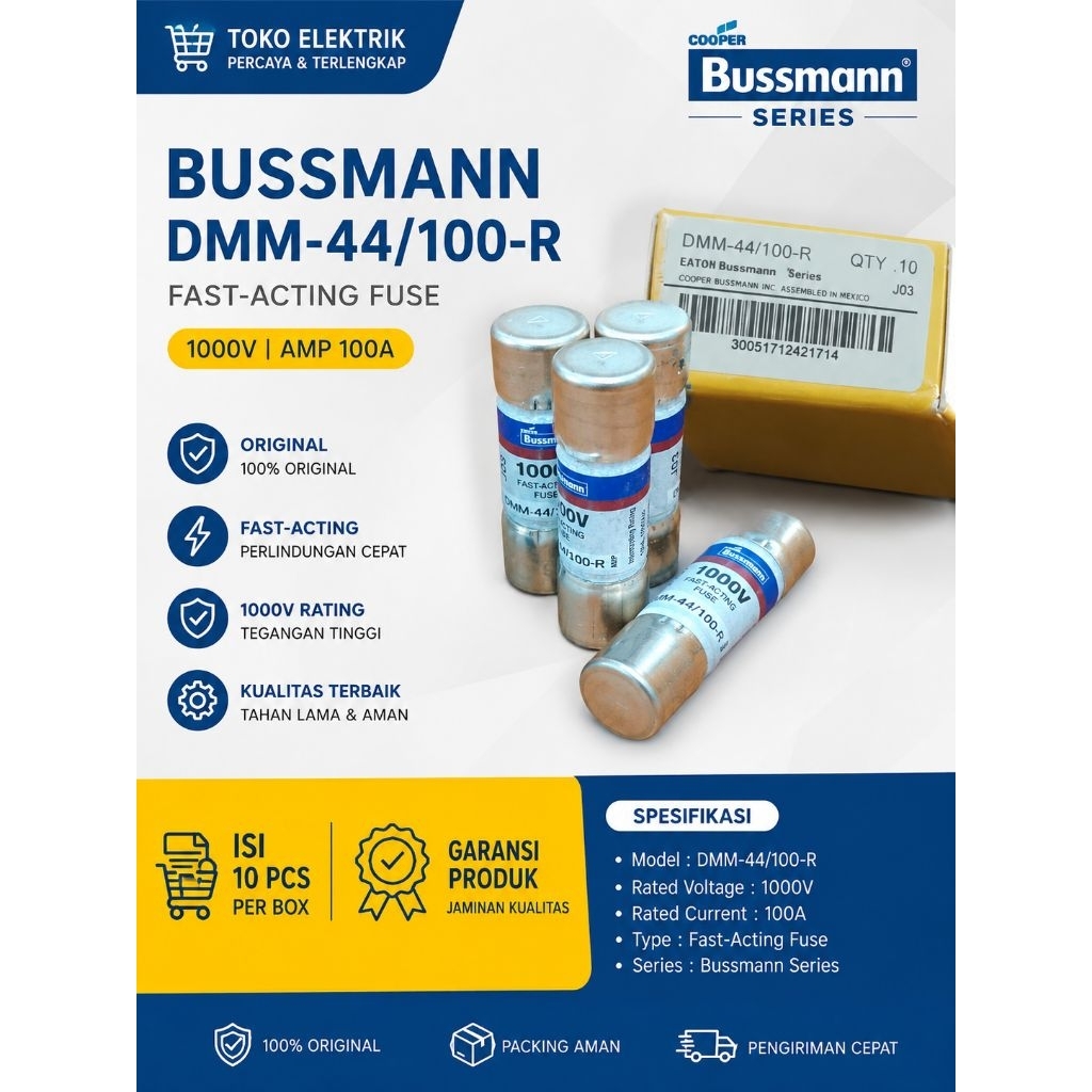 Fuse Bussman Series I DMM - 44/100-R Original Listrik