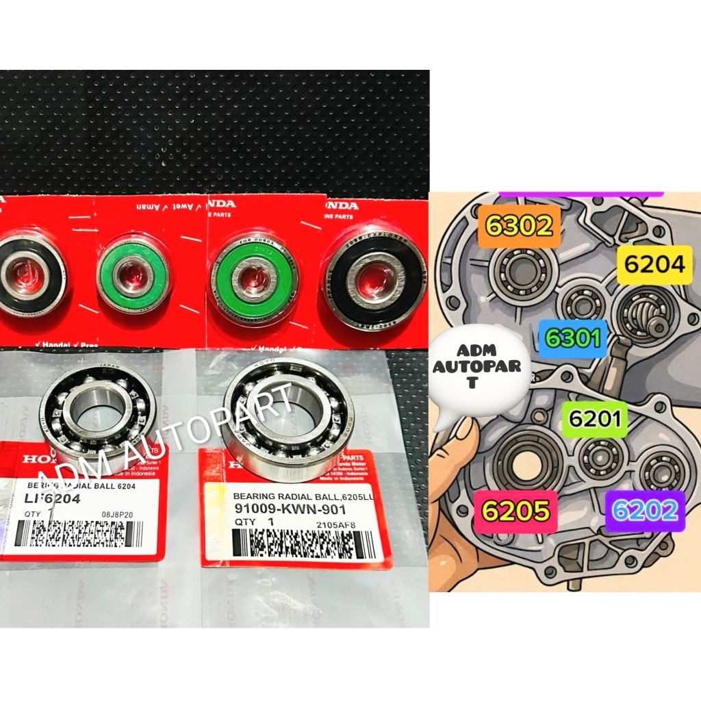 Bearing laher rasio set 6PCS PCX 150 Lokal ADV 150 PCX CBU 150 PCX CBU 125 Genuine parts Quality