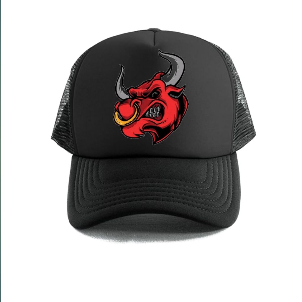 Topi jaring logo anime banteng