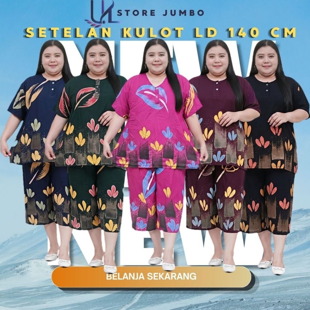 Setelan Kulot LD 140 cm Jumbo Gogo Alodya One Set Wanita Busui Friendly