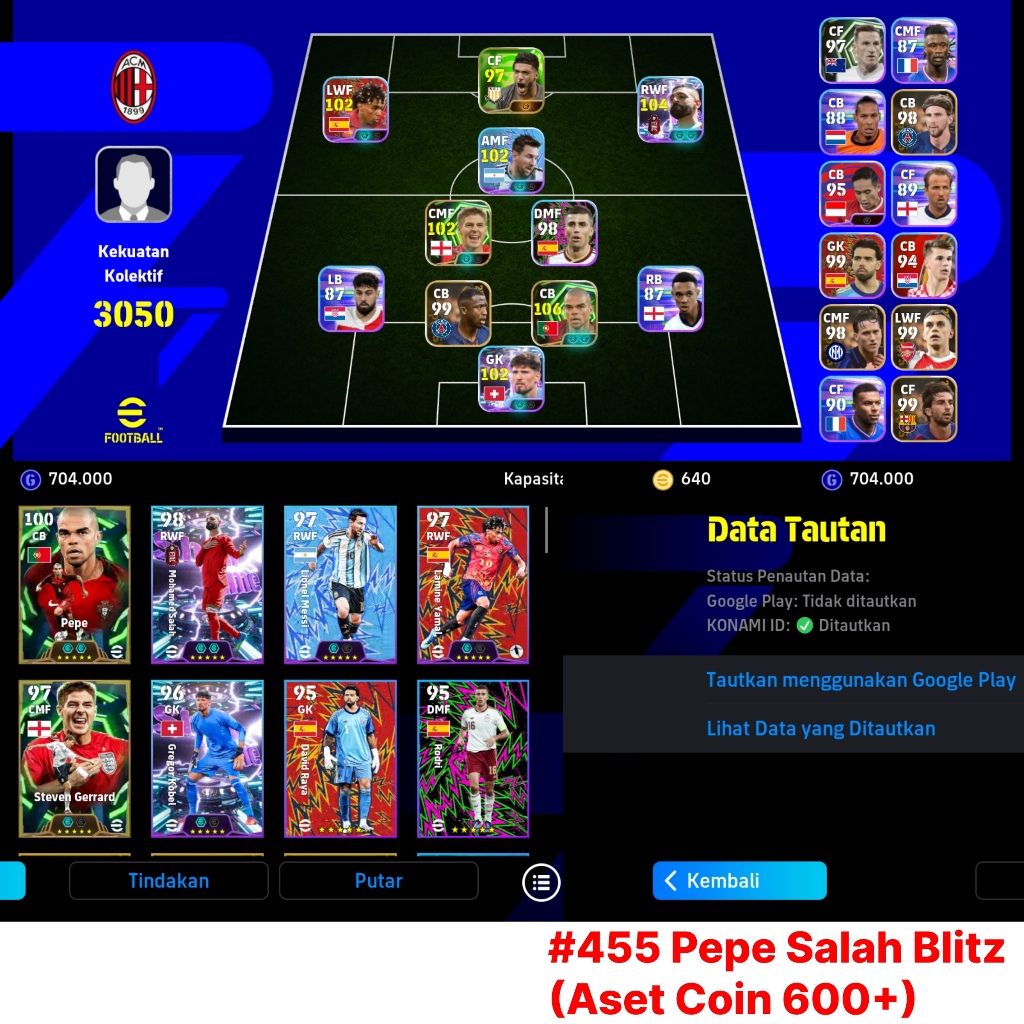 Akun eFootball Mobile 2026 Starter EPIC GG Murah | region indo Konami id
