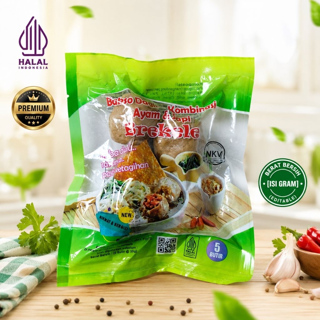 Bakso Brekele Mini 5 Butir | Bakso Daging Kombinasi Ayam & Sapi | Frozen Food Halal | Bakso Mini Pra