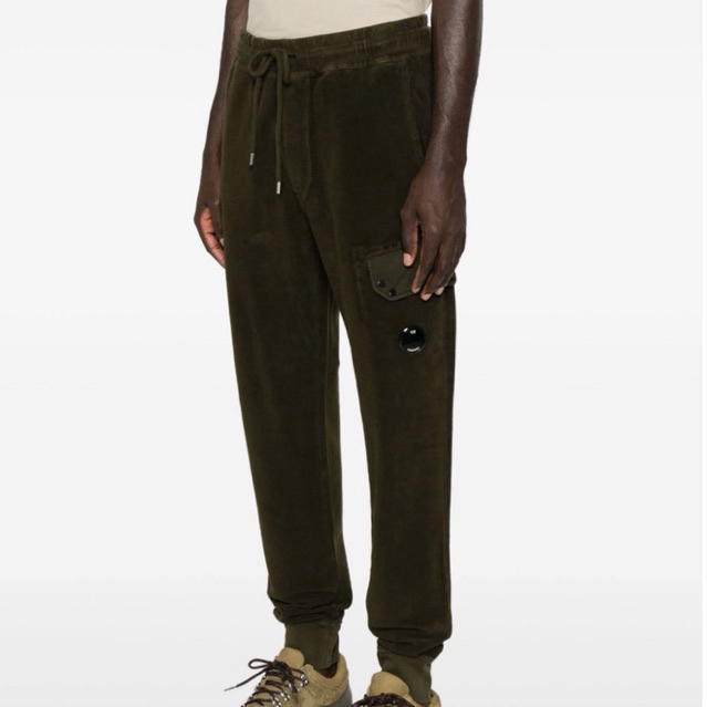 CP Company Black Diagonal Raised Fleece Lens Pants