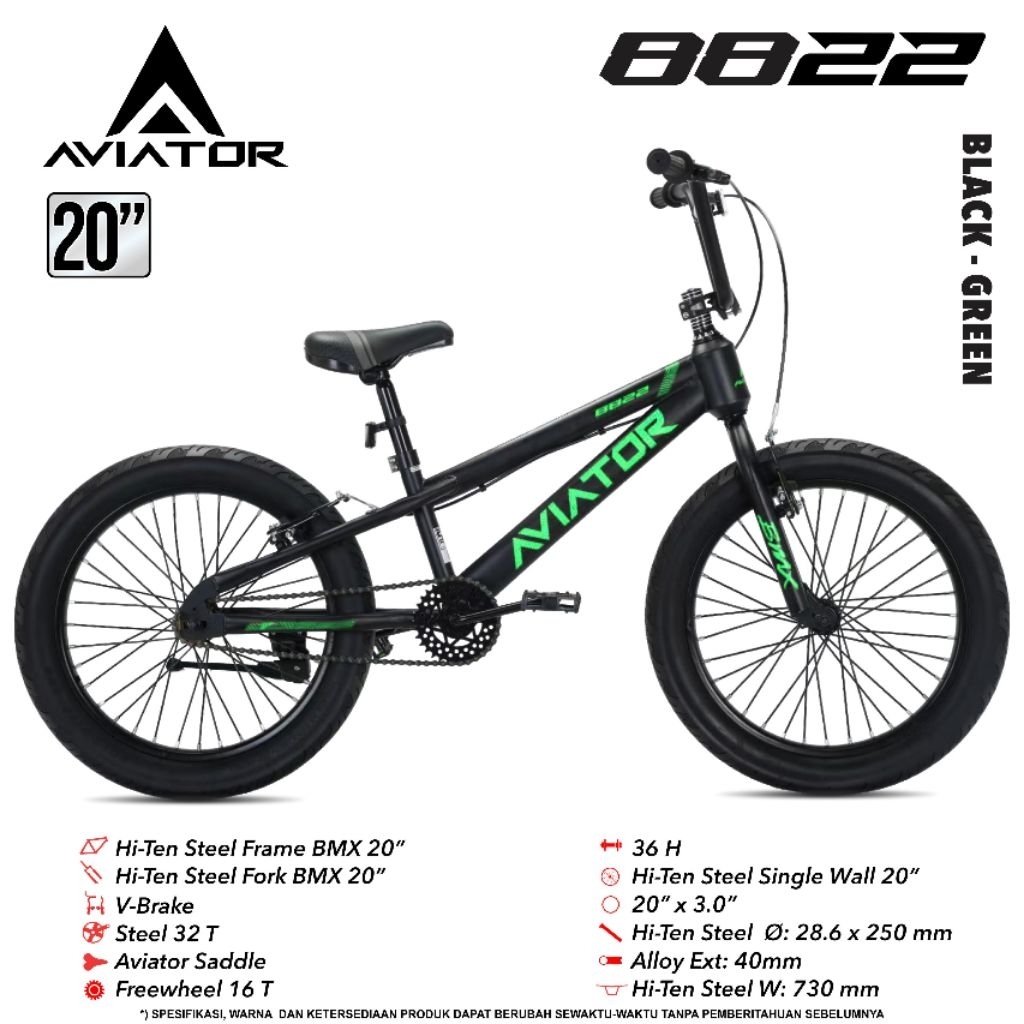 SEPEDA ANAK COWOK BMX 20 INCH AVIATOR 8822