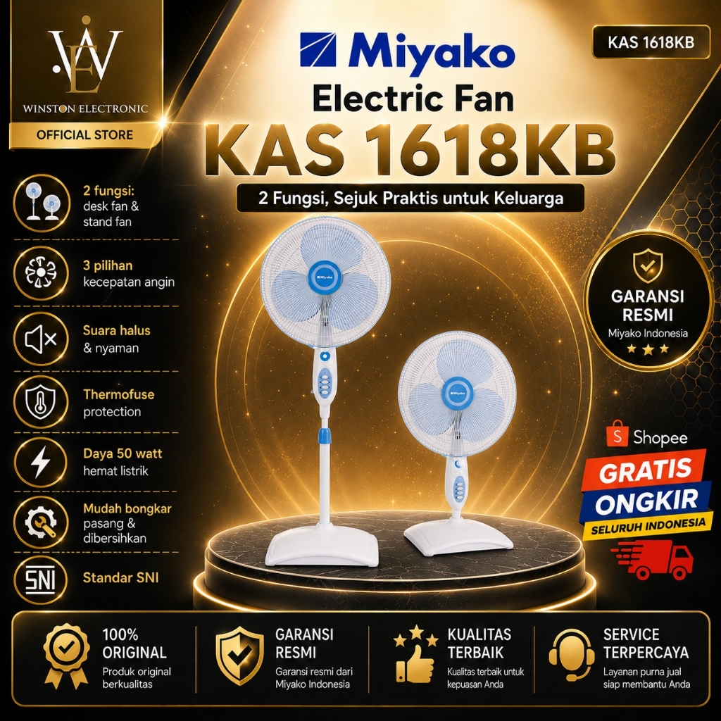 Miyako KAS-1618 KB Kipas Angin Berdiri & Meja