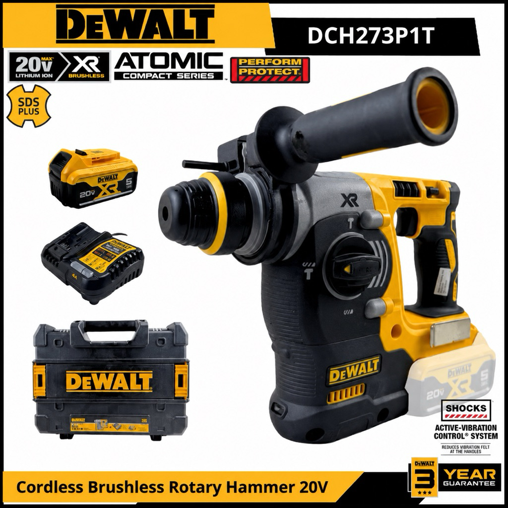 Mesin Bor Bobok Beton Dewalt Brushless Rotary Hammer Bor Beton Baterai 18/20V Max DCH273P1T-B1 DCH27