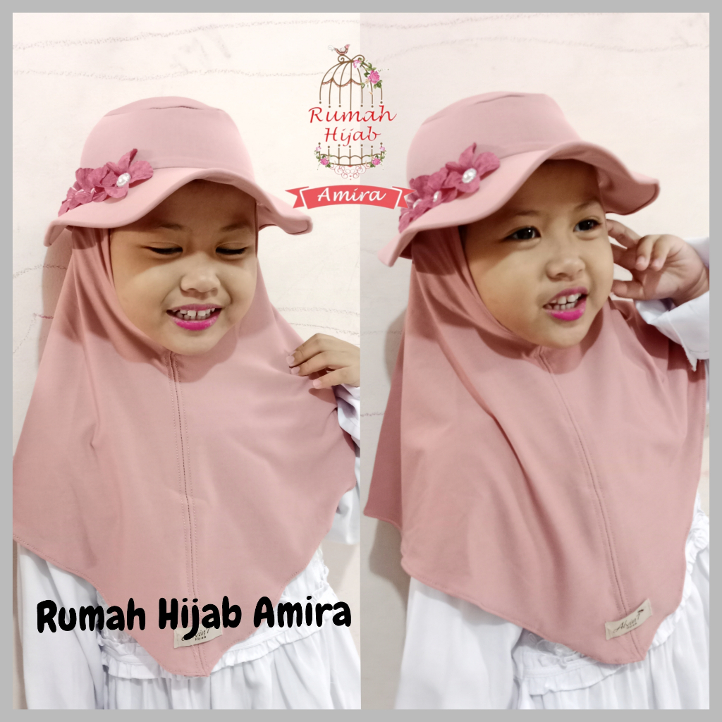 Hijab Topi Bulat Nyambung Anak Bayi Jersey Premium Anti Panas Hujan Usia Sampai 3 Tahun