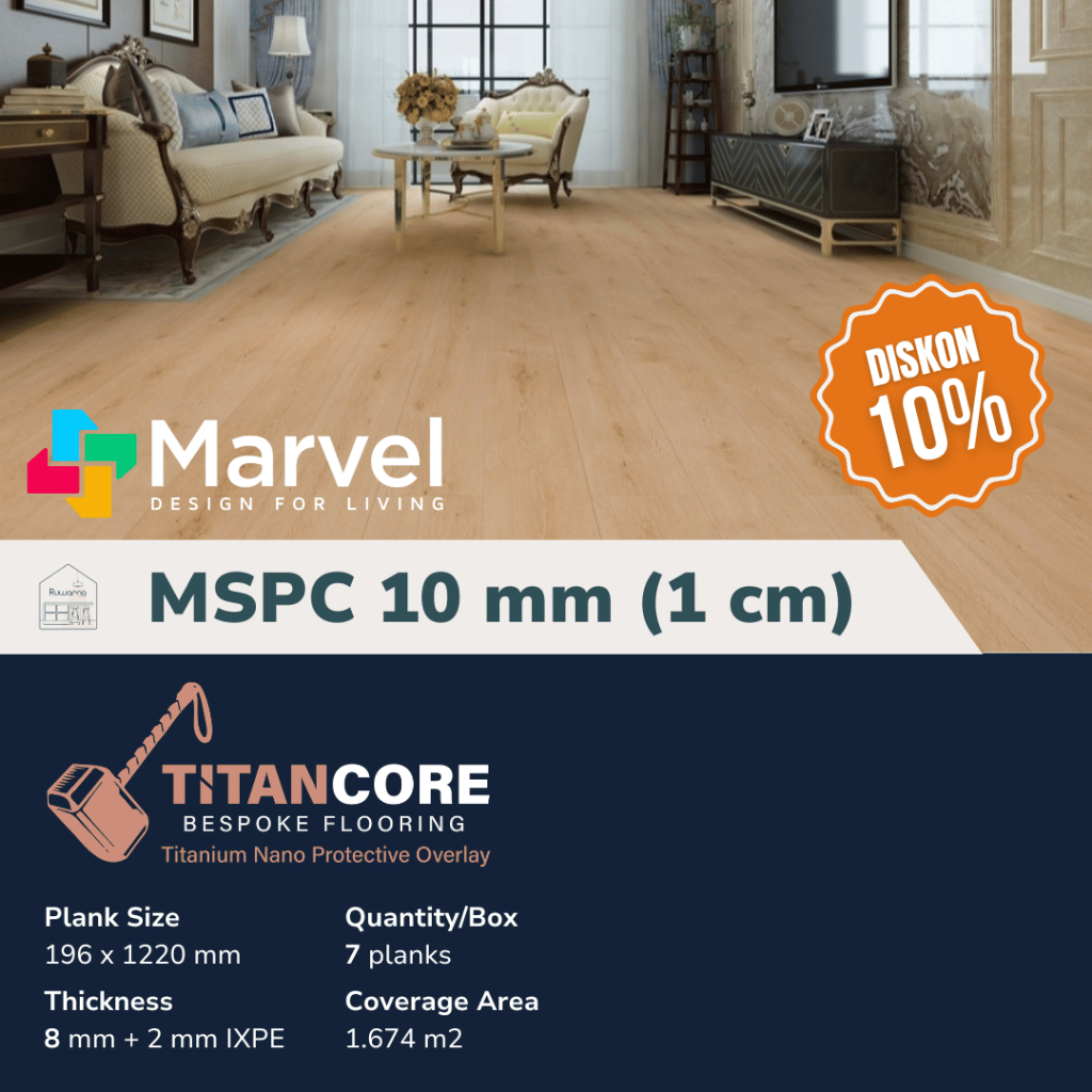 Lantai SPC 10 mm Titancore by MARVEL DANESON (Isi 1.674 m2)