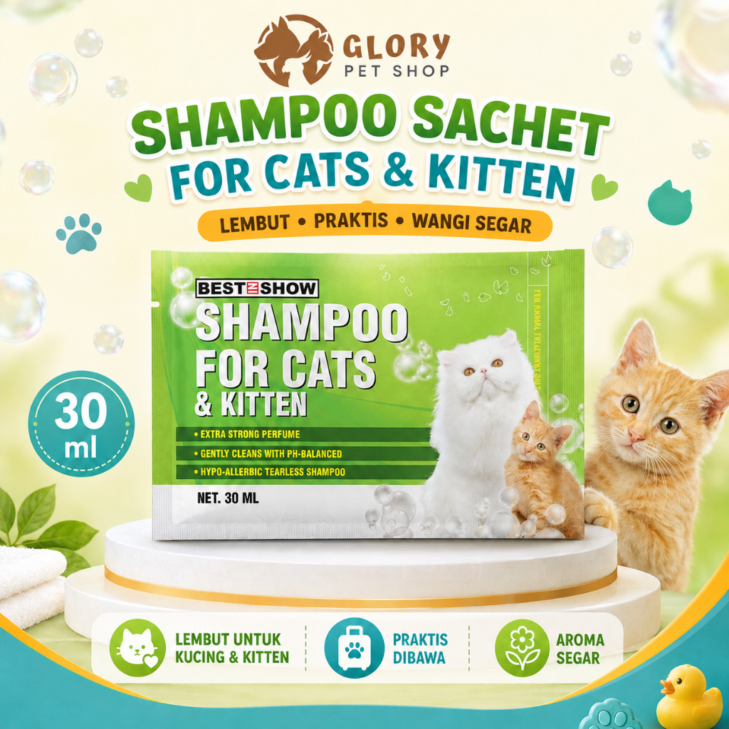 SHAMPOO FOR CAT & KITTEN ANAK KUCING DAN ANJING 30 ML SACHET WANGI PRAKTIS BERSIH ANTI KUTU