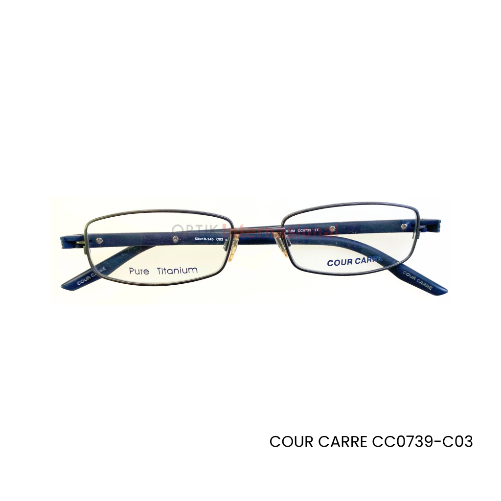 [FACTORY OUTLET] COUR CARRE CC0739 C01 Original Kacamata Titanium Pria Frame Kacamata Oval Vintage R