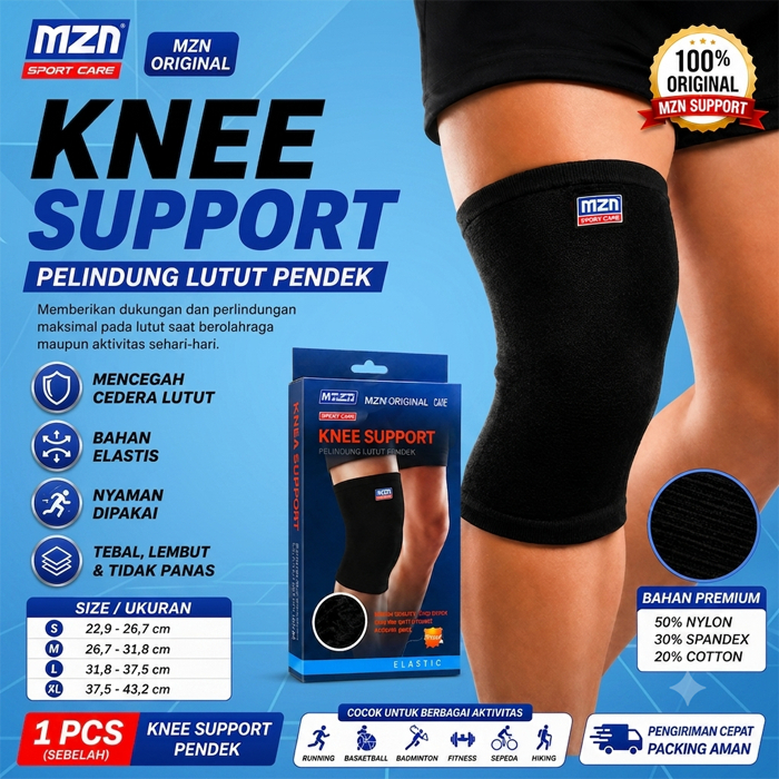KNEE PENDEK MZN - KNEE SUPPORT MIZUNO SHORT - Pelindung Lutut MZN Pendek - Deker lutut pendek Mizuno