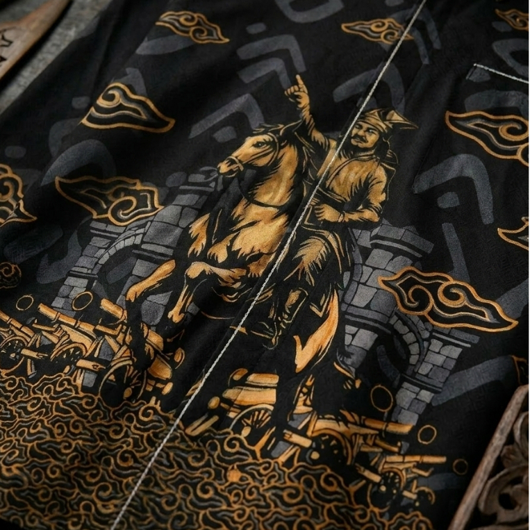 Kain Batik Dobby Premium Motif Sultan Hasanuddin Hitam Coklat Per 0.5 Meter / Semi Sutra Katun Mewah
