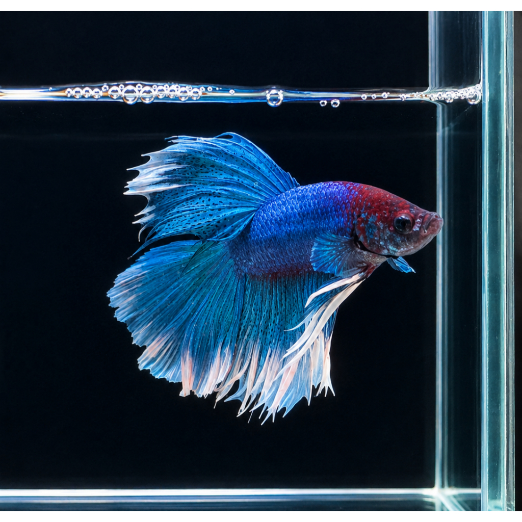 Cupang Halfmoon Blue White Fancy
