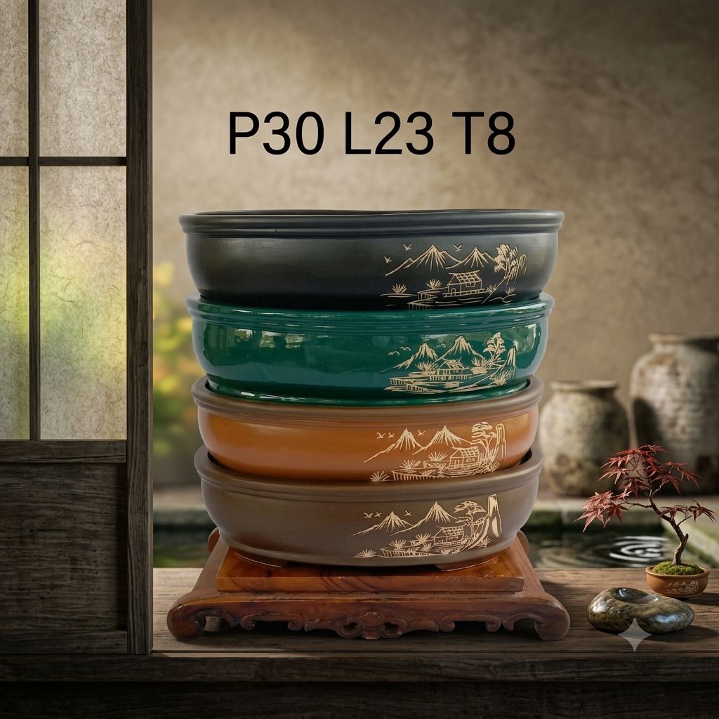 Pot Keramik Oval 30 Cm Warna Beragam
