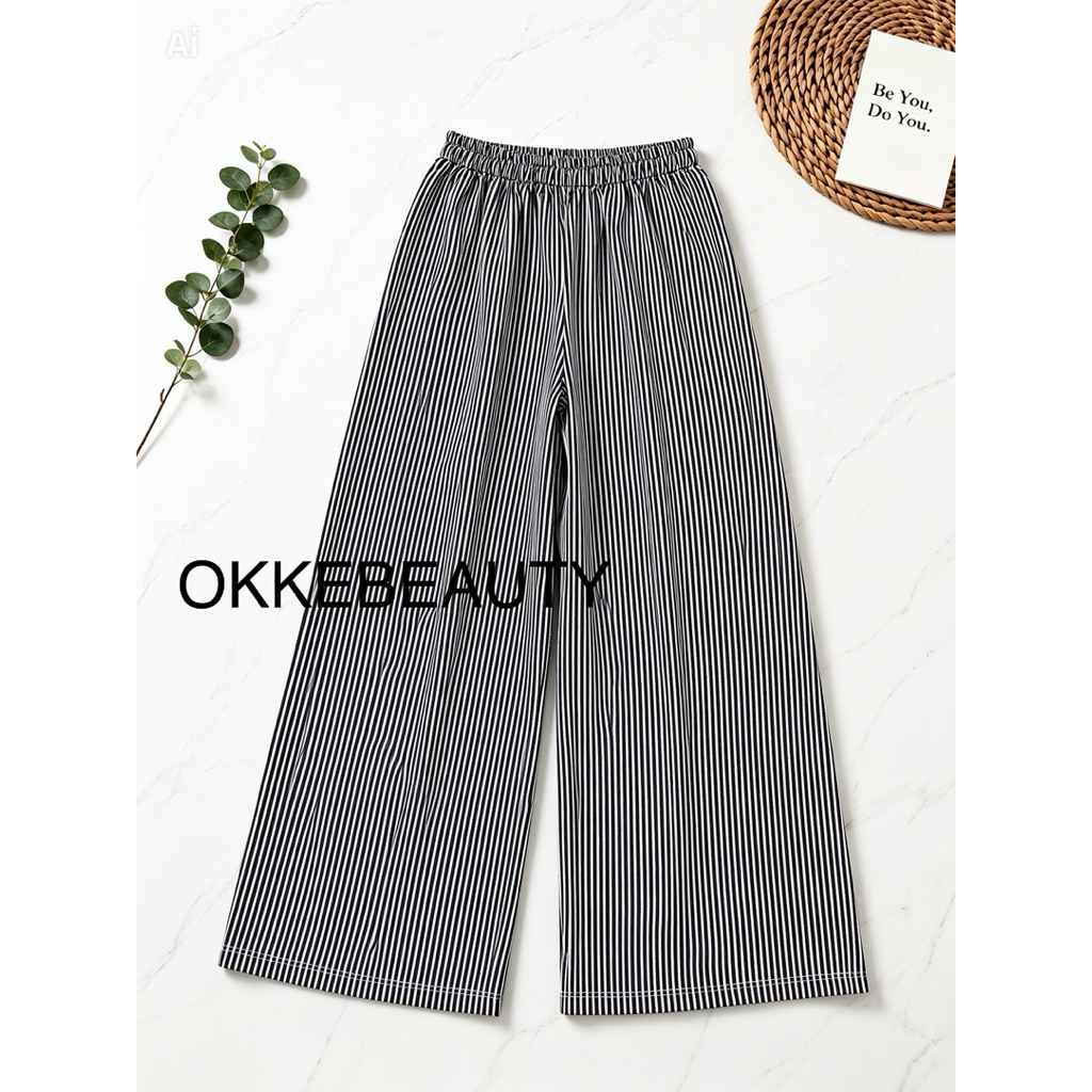 CELANA KULOT STRIPES HITAM PUTIH KATUN