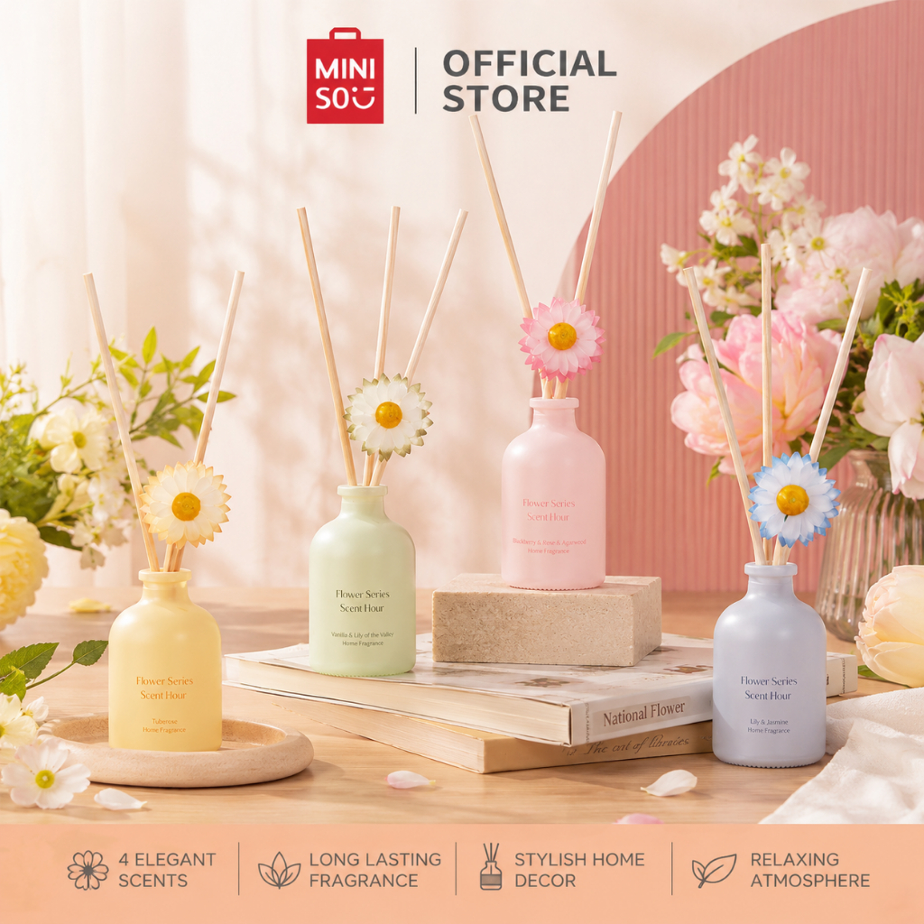 Miniso Reed Diffuser Vanilla Pengharum Ruangan Aromaterapi Mewah Pewangi Ruangan Parfum kamar tidur 