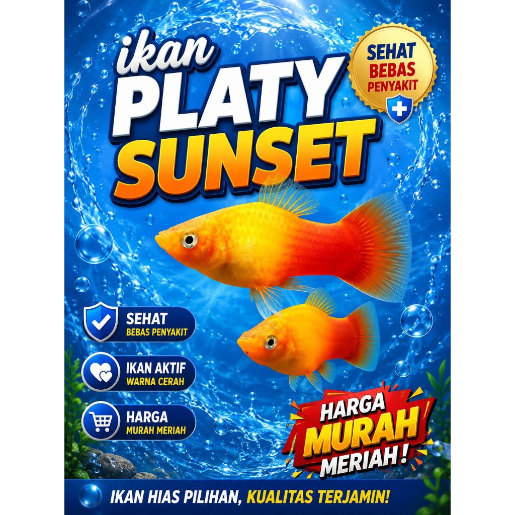 ikan platy sunset aquascape
