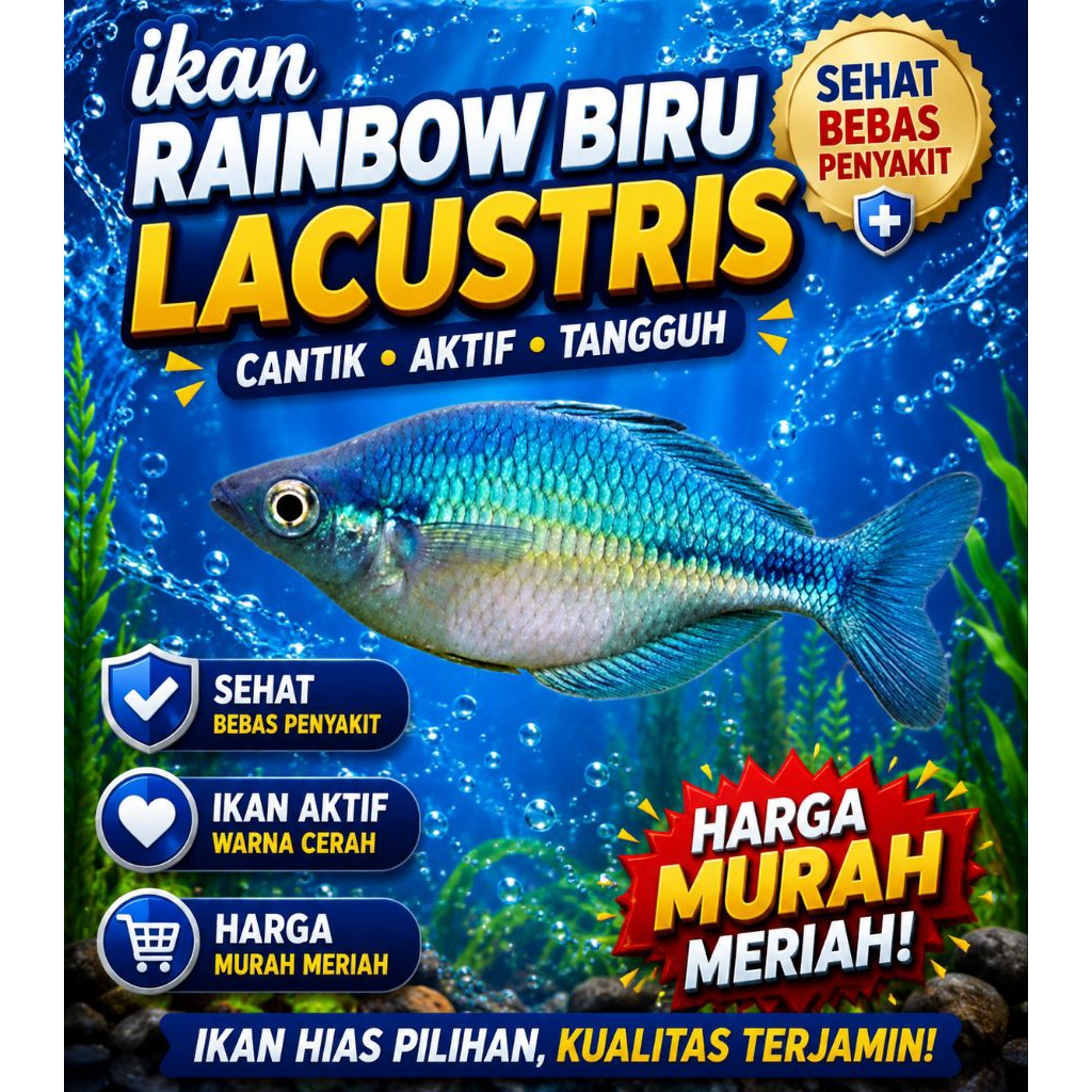 ikan rainbow biru lacustris aquascape jantan top