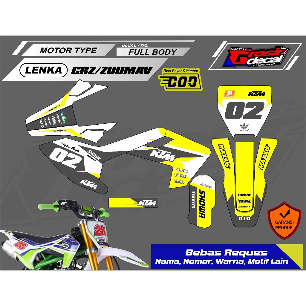 Sticker Striping Trail Mini LENKA 110cc / CRZ 110cc / ZUUMAV 110cc / TAO MOTOR 110cc / MINI MOTOR 11